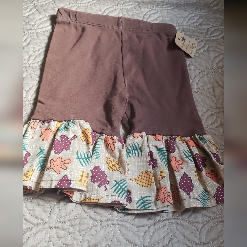 Source Unknown Kids Ruffle Hem Shorts - Brown and Multicolor